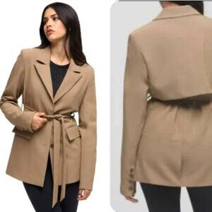 Good American Tan Chino Mid-Thigh Trench Coat Blazer Plus Size 3X